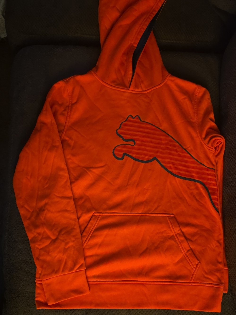 Puma Boys Bright Orange Crewneck Hoodie with Leaping Puma Logo